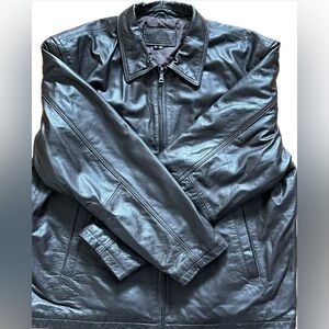 VINTAGE Men’s Classic Brown Leather Zip Up Jacket X-Large